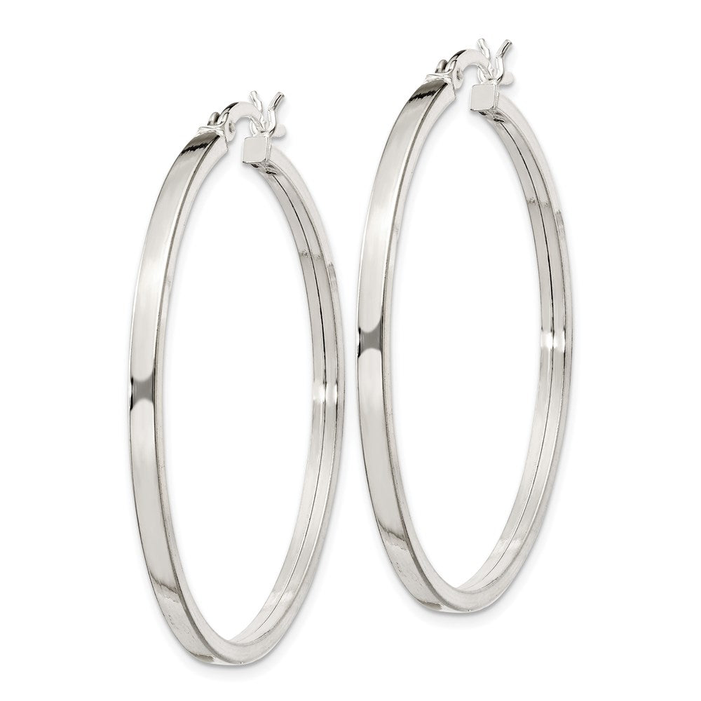 QE6494 Sterling Silver 2.5x40mm Polished Hoop Earrings