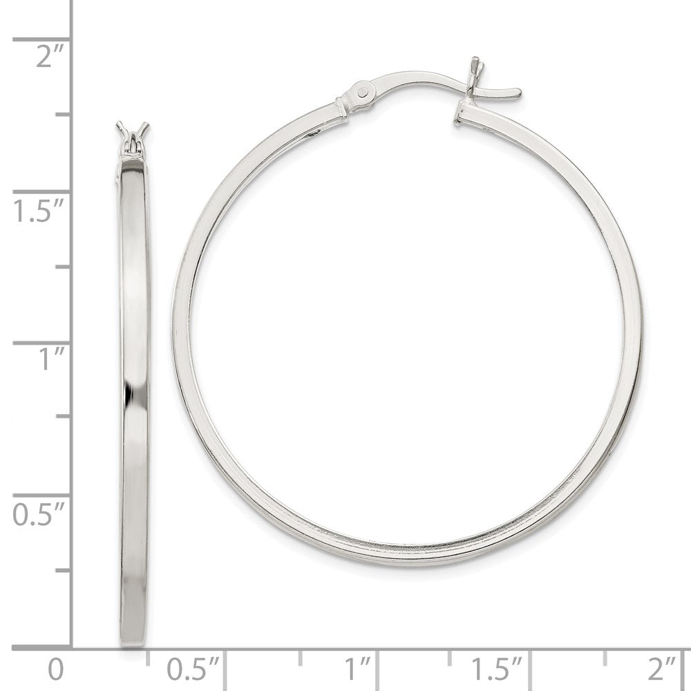 QE6494 Sterling Silver 2.5x40mm Polished Hoop Earrings