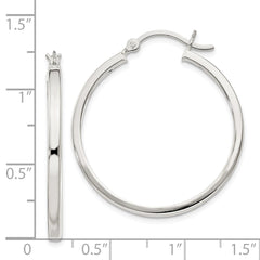 QE6495 Sterling Silver 2.5x30mm Polished Hoop Earrings