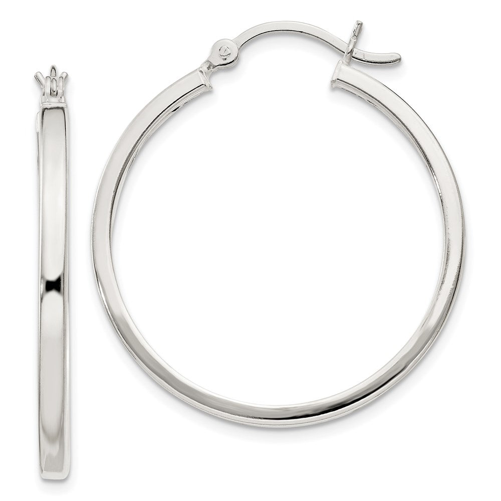 QE6495 Sterling Silver 2.5x30mm Polished Hoop Earrings