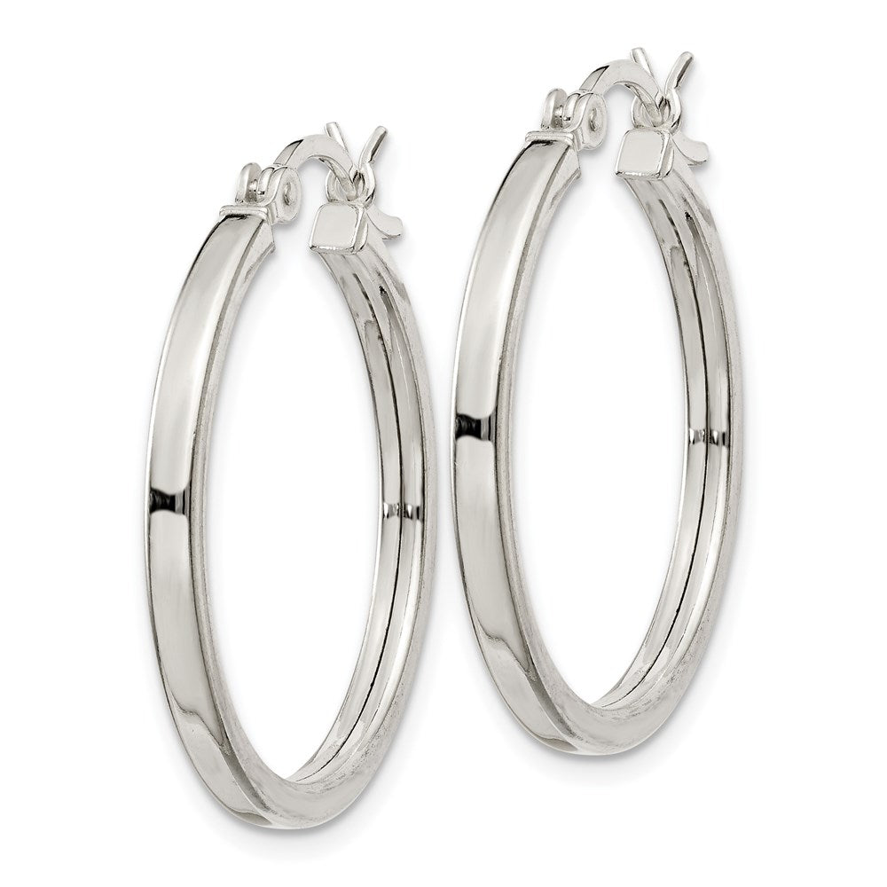 QE6496 Sterling Silver 2.5x25mm Polished Hoop Earrings