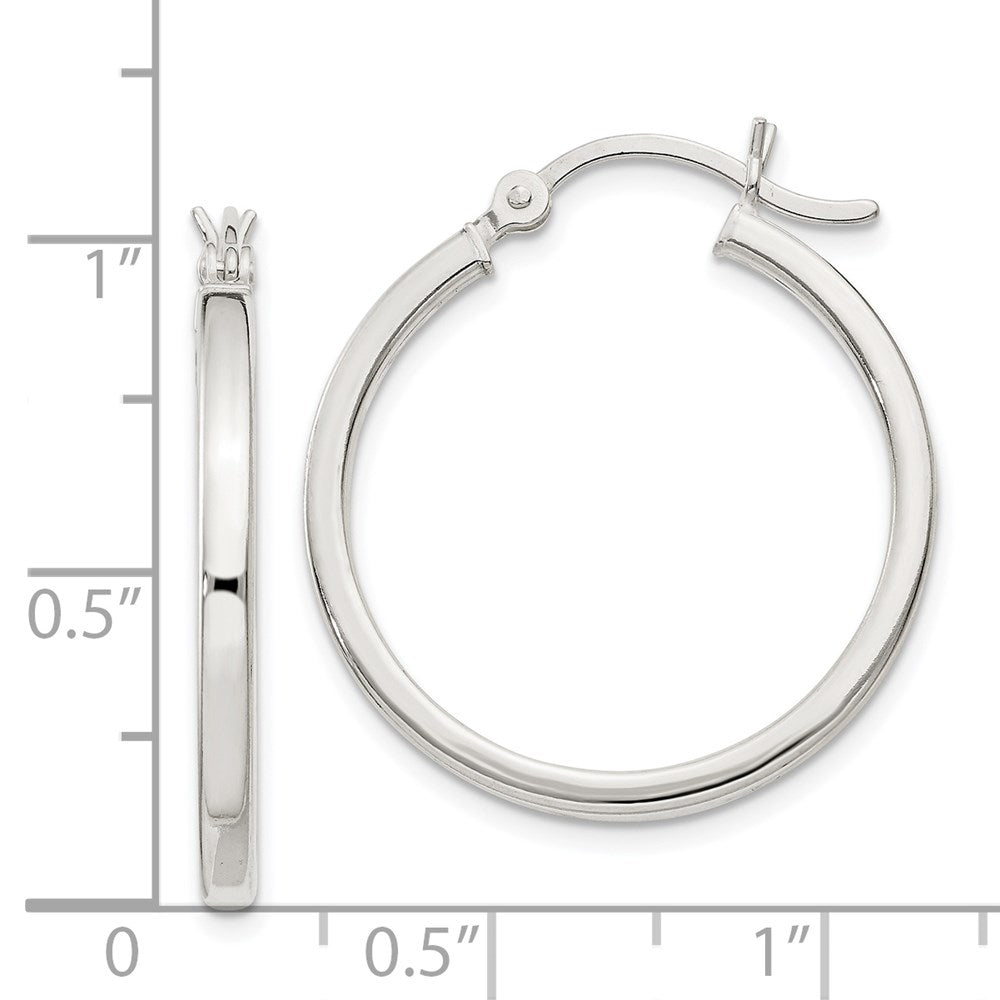 QE6496 Sterling Silver 2.5x25mm Polished Hoop Earrings
