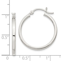 QE6496 Sterling Silver 2.5x25mm Polished Hoop Earrings