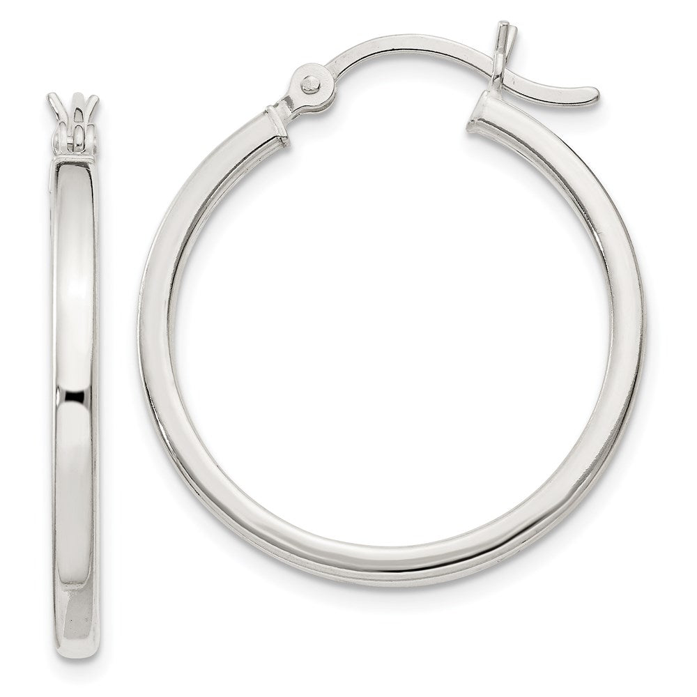 QE6496 Sterling Silver 2.5x25mm Polished Hoop Earrings