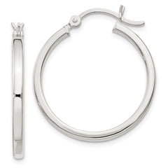 QE6496 Sterling Silver 2.5x25mm Polished Hoop Earrings