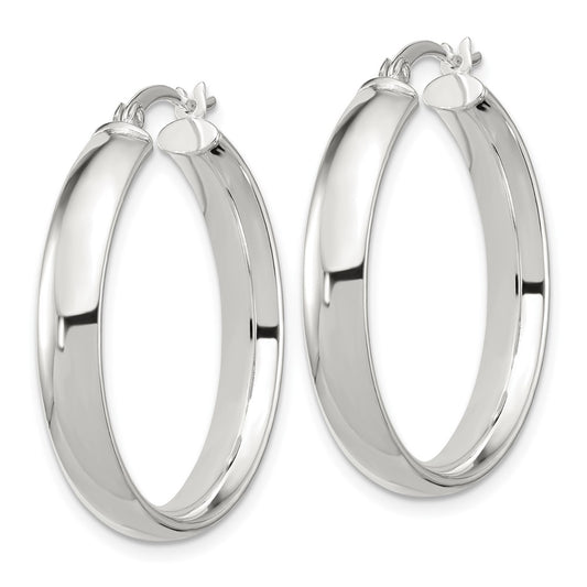QE6506 Sterling Silver 5x30mm Hoop Earrings