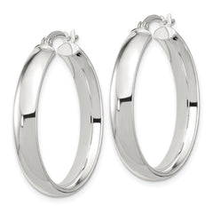 QE6506 Sterling Silver 5x30mm Hoop Earrings