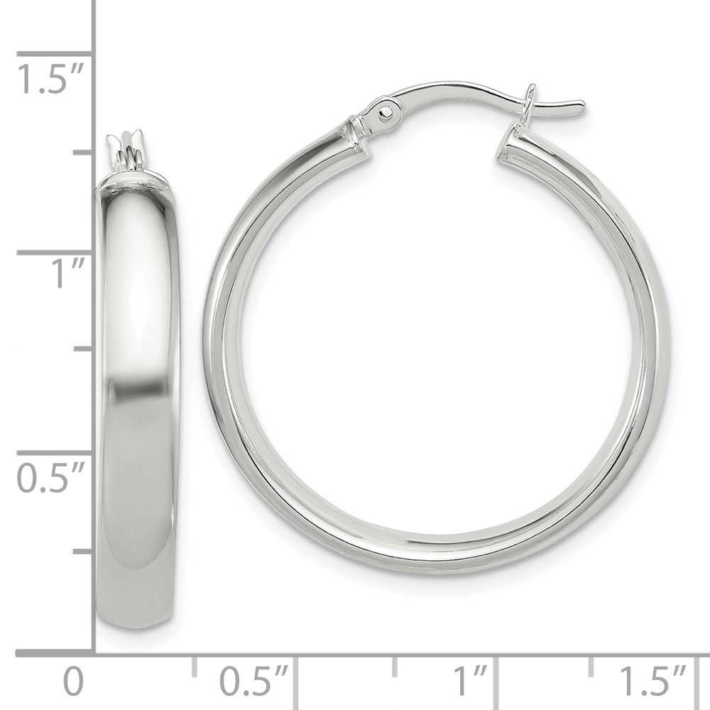 QE6506 Sterling Silver 5x30mm Hoop Earrings