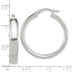 QE6506 Sterling Silver 5x30mm Hoop Earrings