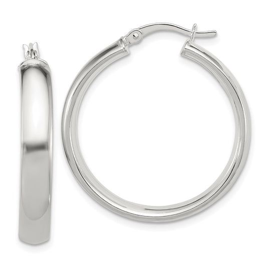 QE6506 Sterling Silver 5x30mm Hoop Earrings