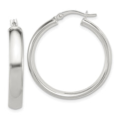 QE6506 Sterling Silver 5x30mm Hoop Earrings