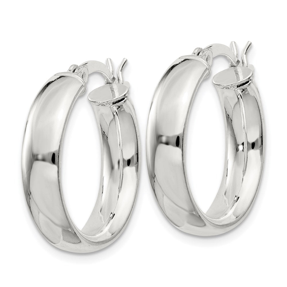 QE6507 Sterling Silver 4.75x20mm Hoop Earrings