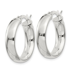 QE6507 Sterling Silver 4.75x20mm Hoop Earrings
