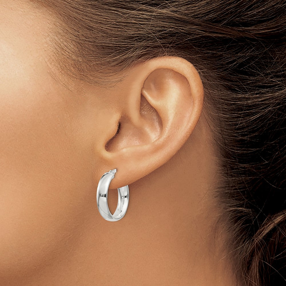 QE6507 Sterling Silver 4.75x20mm Hoop Earrings