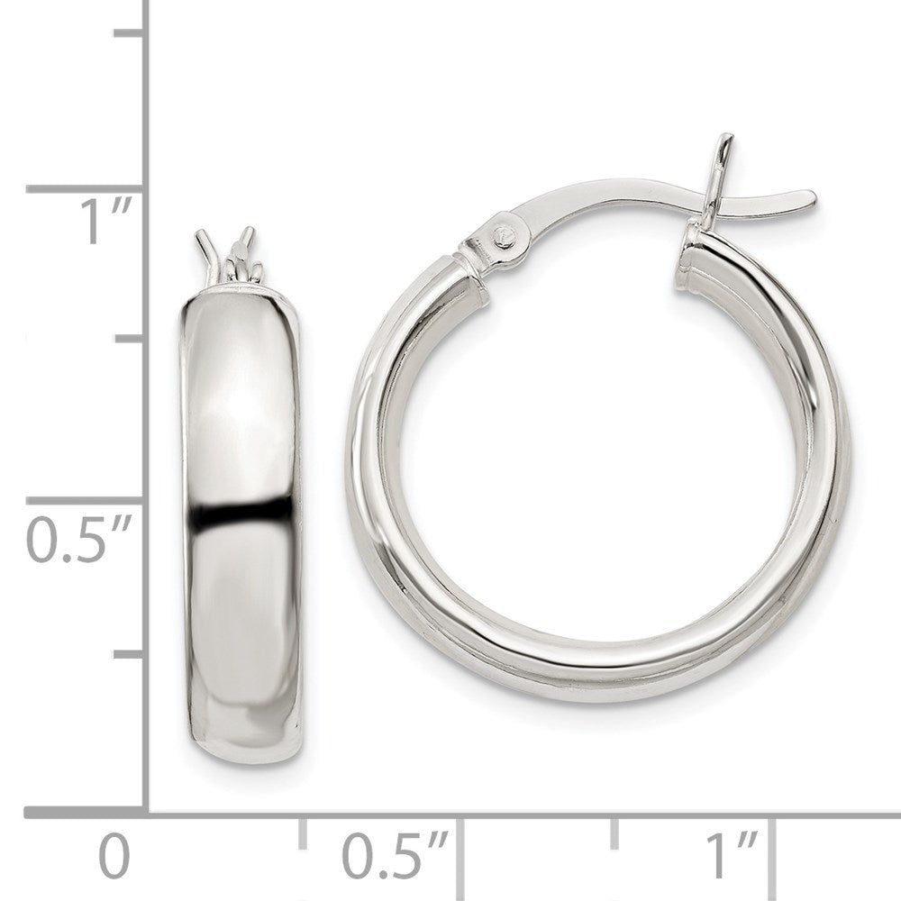 QE6507 Sterling Silver 4.75x20mm Hoop Earrings