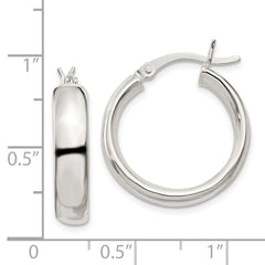 QE6507 Sterling Silver 4.75x20mm Hoop Earrings