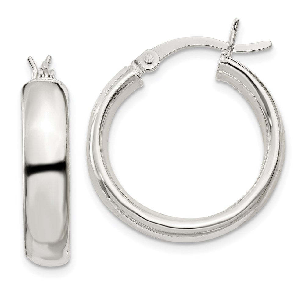 QE6507 Sterling Silver 4.75x20mm Hoop Earrings