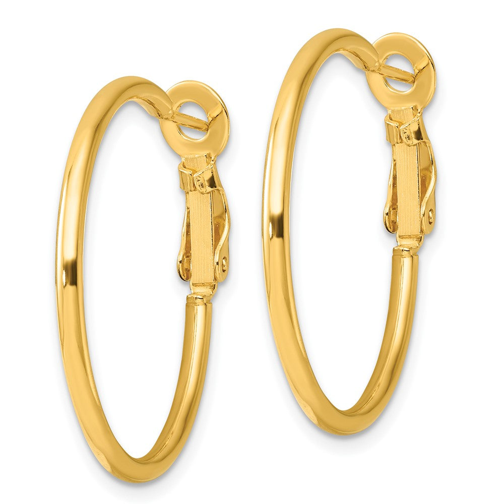 QE6633GP Sterling Silver Gold-tone Polished 2mm Omega Back Round Hoop Earrings