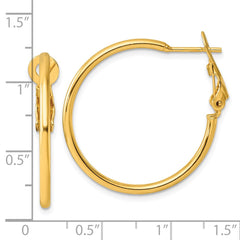 QE6633GP Sterling Silver Gold-tone Polished 2mm Omega Back Round Hoop Earrings