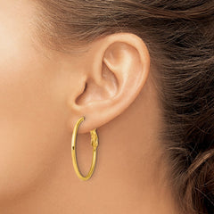 QE6634GP Sterling Silver Gold-tone Polished 2mm Omega Back Round Hoop Earrings
