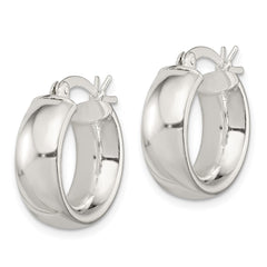 QE6635 Sterling Silver Polished 6mm Round Hoop Earrings