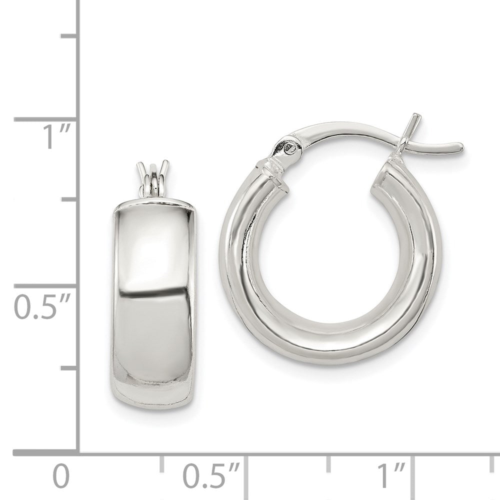 QE6635 Sterling Silver Polished 6mm Round Hoop Earrings