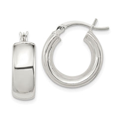 QE6635 Sterling Silver Polished 6mm Round Hoop Earrings