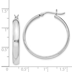 QE6744 Sterling Silver Rhodium-plated 4mm x 30 Hoop Earrings