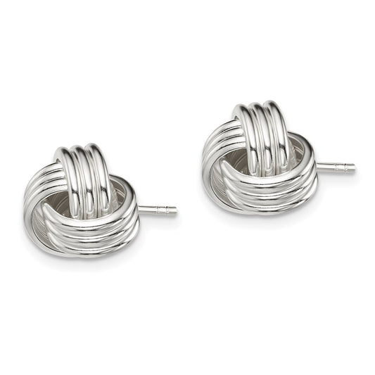 QE6835 Sterling Silver Twisted Knot Post Earrings