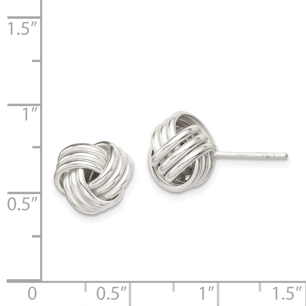 QE6835 Sterling Silver Twisted Knot Post Earrings