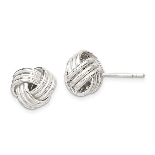 QE6835 Sterling Silver Twisted Knot Post Earrings