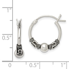 QE6856 Sterling Silver Antiqued Hoop Earrings