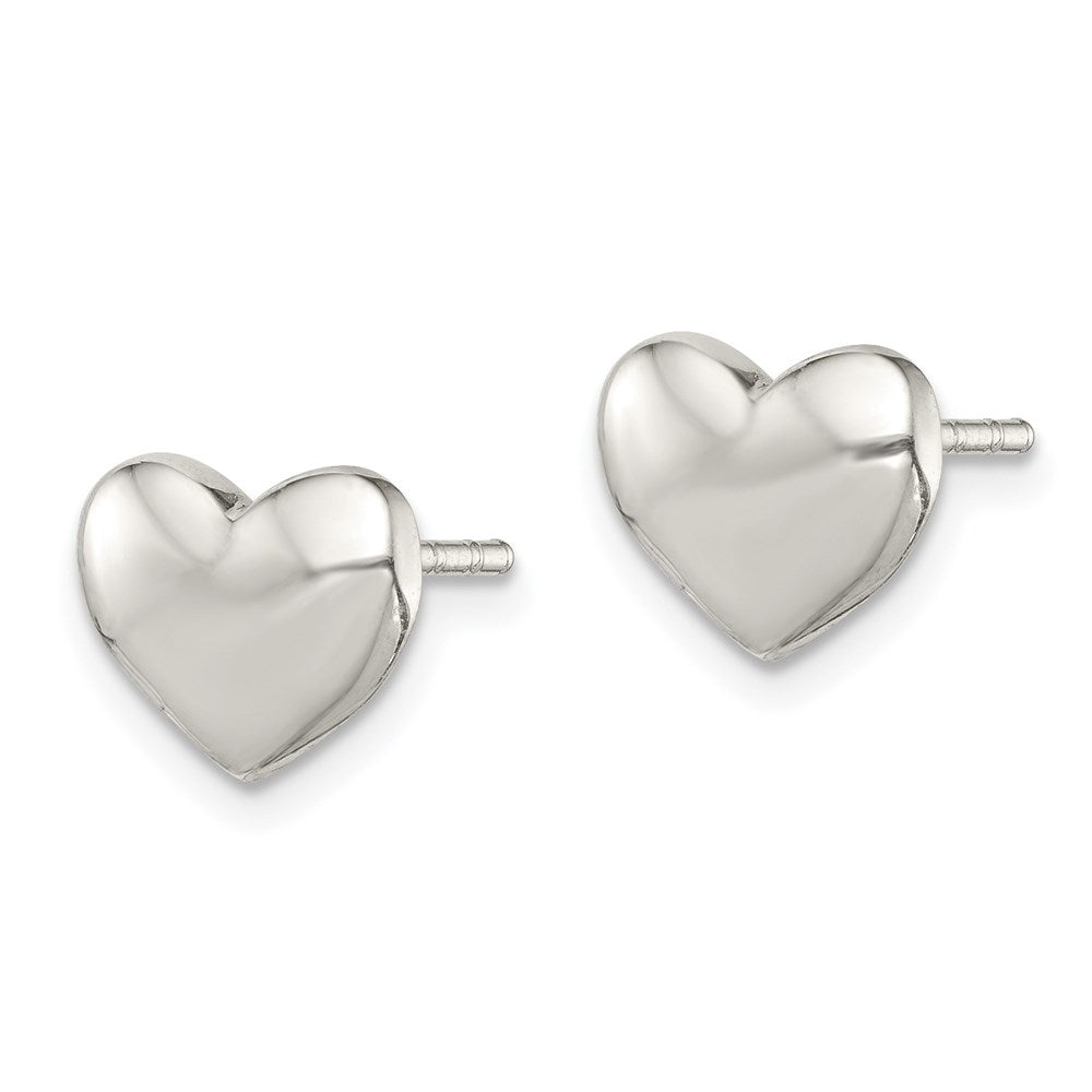QE6867 Sterling Silver Polished Heart Post Earrings