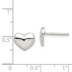 QE6867 Sterling Silver Polished Heart Post Earrings
