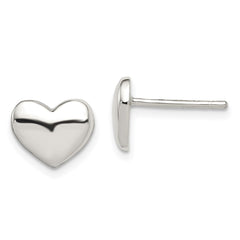 QE6867 Sterling Silver Polished Heart Post Earrings