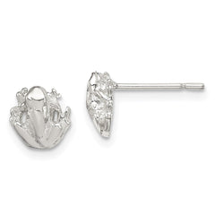 QE686 Sterling Silver Polished Mini Frog Post Earrings