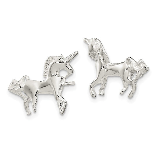 QE687 Sterling Silver Unicorn Mini Earrings