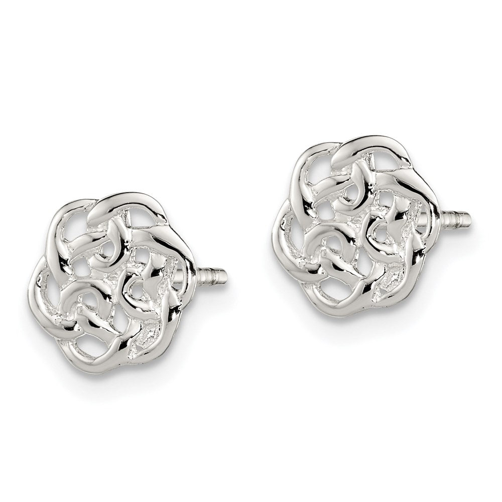 QE6873 Sterling Silver Polished Celtic Knot Post Earrings