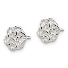 QE6873 Sterling Silver Polished Celtic Knot Post Earrings
