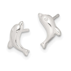 QE688 Sterling Silver Polished Dolphin Post Earrings