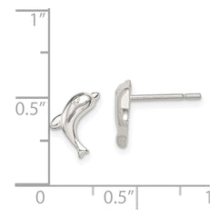 QE688 Sterling Silver Polished Dolphin Post Earrings