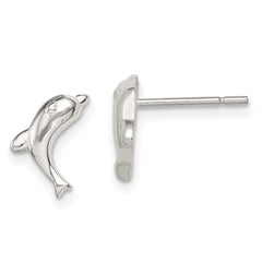 QE688 Sterling Silver Polished Dolphin Post Earrings