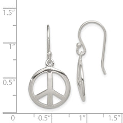 QE6901 Sterling Silver Polished Peace Dangle Earrings