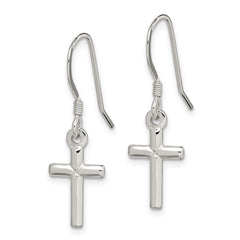 QE6914 Sterling Silver Polished Latin Cross Dangle Earrings