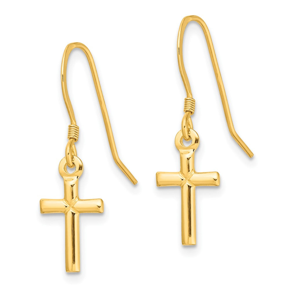 QE6914GP Sterling Silver Gold-tone Polished 'X' Cross Dangle Earrings