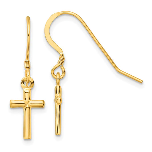 QE6914GP Sterling Silver Gold-tone Polished 'X' Cross Dangle Earrings
