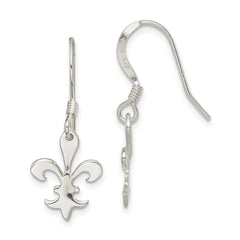QE6925 Sterling Silver Polished Fleur de Lis Dangle Earrings