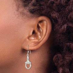 QE6939 Sterling Silver Polished Stirrup Dangle Earrings