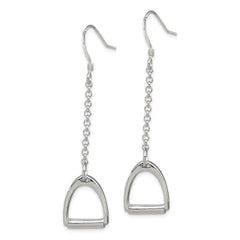 QE6940 Sterling Silver Polished Horse Stirrup Dangle Earrings