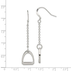 QE6940 Sterling Silver Polished Horse Stirrup Dangle Earrings
